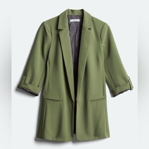 kenzie Olive Green Open-Front Blazer